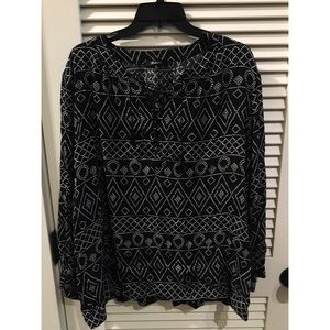 lace up Madewell blouse in geometric print